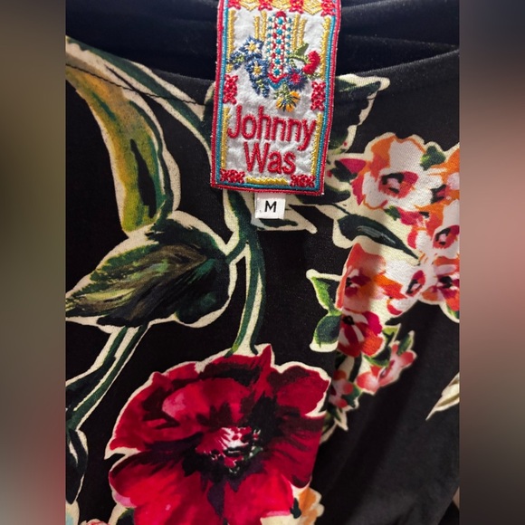 Johnny Was Floral Black Dress Sz Medium - Picture 2 of 6